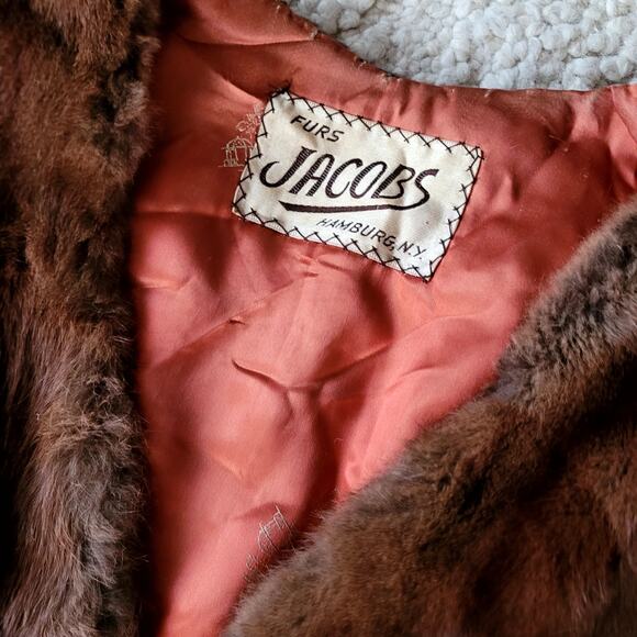 Vtg Brown Fur Shrug stole Jacobs Hamburg NY Monogram - Picture 7 of 7